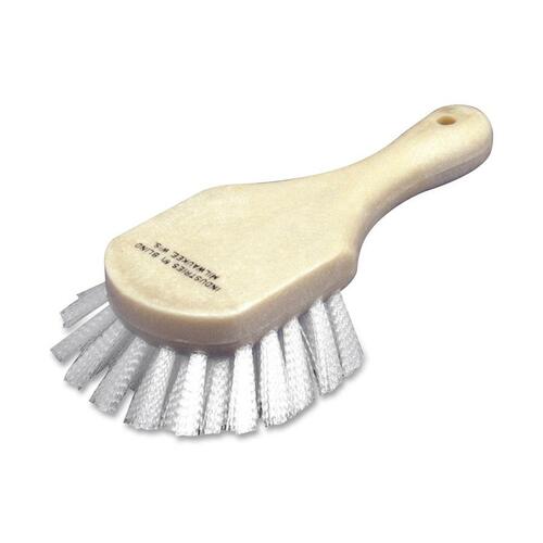 Scrub Brush, Plastic Block, 5"Handle, White Nylon Bristles
