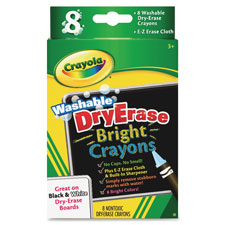 Dry Erase Crayons, Washable, Nontoxic, 8/CT, Assorted