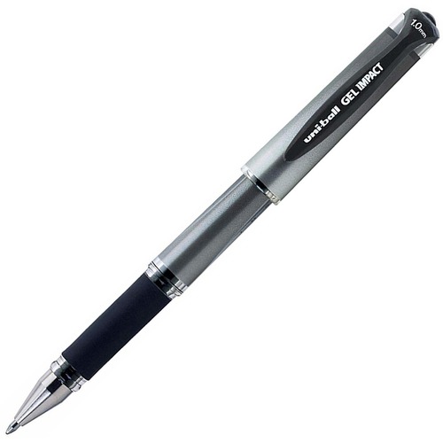 uni-ball Corporation  Gel Pen, 207 Impact, 1.0mm, Black Ink, Silver/Black Barrel
