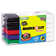 Dry-Erase Markers, Bullet Tip, Value Pack, 24/PK, AST