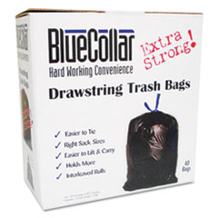Can Liners, Drawstring, 30 Gal.,1.0mil, 30"x34", 40/PK,BK