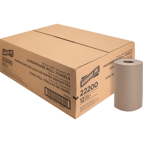 Hardwound Roll Towels,2"Core, 7-7/8"x350', 12Rolls/CT,NATRL