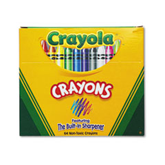 Crayon Set, 3-5/8", Permanent/Waterproof, 64/BX, Assorted