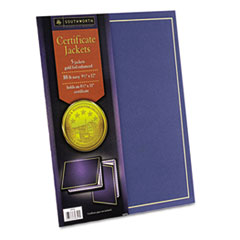 Certificate Jacket, Gold Border, 11"x8-1/2", 5/PK, Navy