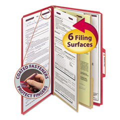 Classification Folders, 2 Dividers, Legal, 10/BX, Red