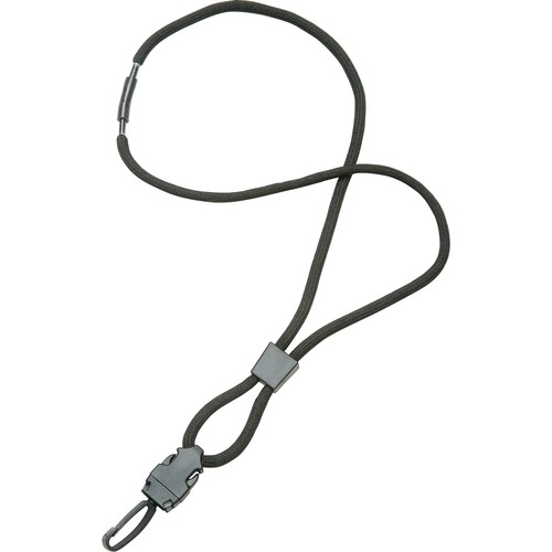 Neck Lanyard, Round Cord, Swivel Hook, 12/PK, 36", Black