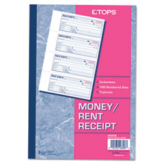 Receipt Book,Carbonless,3-Part,2-3/4"x7-1/4",100/BK,WE/CA/PK