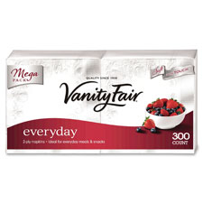 Vanity Fair Paper Napkins, 300 Napkins, 8/PK, WE