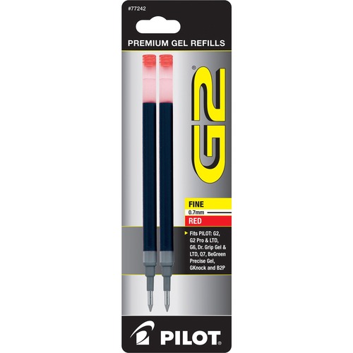 Gel Ink Refill, Fine Point, 2/PK, Red Ink