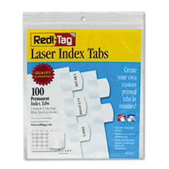 Laser Print Index Tabs,Standard,1-1/8"x1-1/4", 100/PK, White