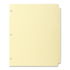 Plain Tab Indexes,3HP,5-Tab,11"x8-1/2",36 Sets/BX,Canary