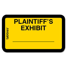 Legal Exhibit Labels, "Plaintiff's", 1-5/8"x1",252/PK,Yellow
