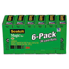 Magic Tape, 1" Core, 3/4"x1296", 6/PK, Transparent