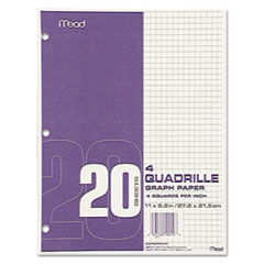 Graph Paper, 4"x4" Quad, 3HP, 8-1/2"x11", 240 SH/BX, White