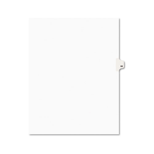 Numeric Divider, "60", Side Tab, 11"x8-1/2", 25/PK, White