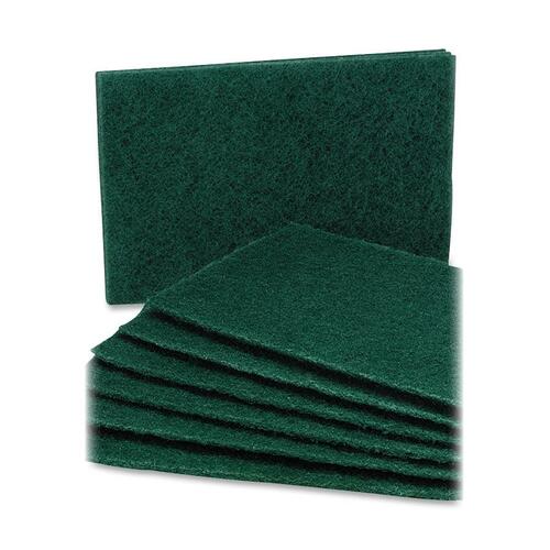 Scouring Pads, Medium Grade, 6"x9-1/2"x1/4", 10/PK, Green