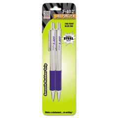 Ballpoint Pen,Retract,.7mm,2/PK,Blue Ink,Stainless Steel