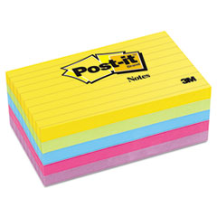 Post-it Notes,Lined, 3"x5",5/PK,100 Sh/Pad, Assorted