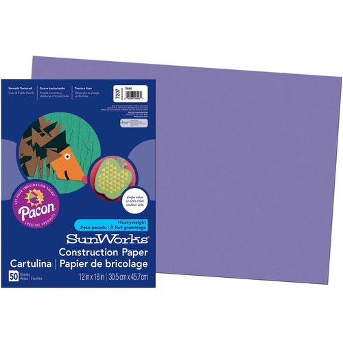 Construction Paper,Smooth Textured,12"x18",50/PK,Violet