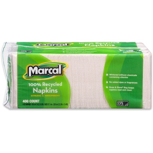 Luncheon Napkin, Single-Ply, 12-1/2"x11-1/4", 400/PK, White