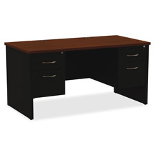 Right Pedestal Desk, 24"x72", Black/Walnut