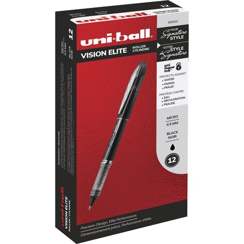 uni-ball Corporation  Rollerball Gel Pen, Refillable, Micro Pt.,0.5mm, Black Ink