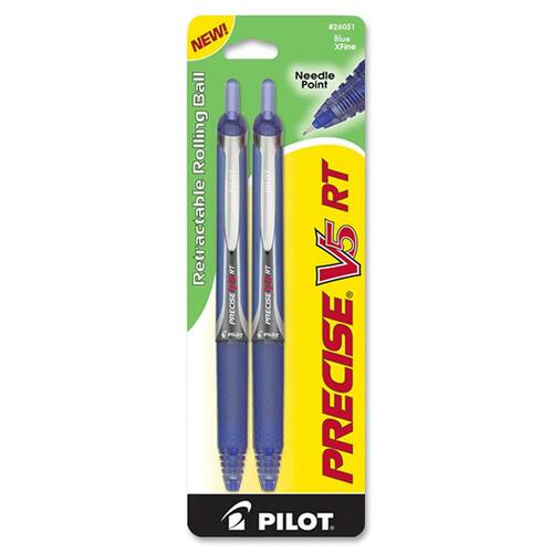 Rollerball Pen,Retract.,Extra Fine Pt.,2/PK,Blue Barrel/Ink