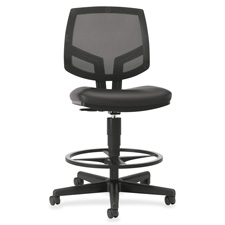 Mesh Task Stool, 26-1/8"x25-"x50-1/8", Leather/Black