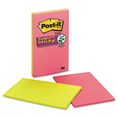 Super Sticky Pads,Lined,45 Sh/Pad,5"x8", 4/PK, Assorted