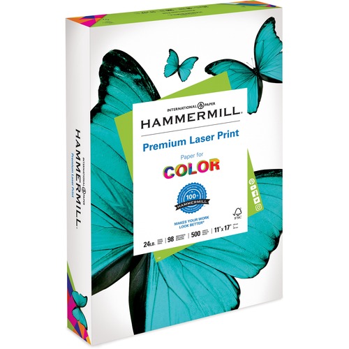 Laser Print Paper, 24 lb., 98 GE, 11"X17", 500 Sht/RM, WE