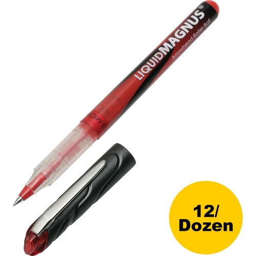Rollerball Pen With Metal Clip, .5mm,Micro Pt,12/Box,RD Ink