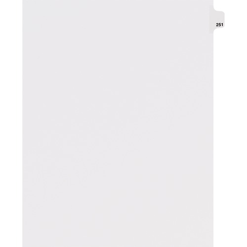 Dividers, "251", Side Tab, 8-1/2"x11", 25/PK, White