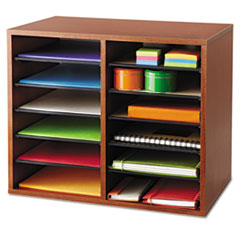 Literature Organizer,Adj,12-Cmp, 19-1/2"x12"x16",Cherry