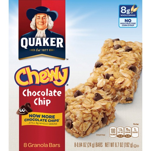 Chewy Granola Bars, 6.7oz., 8/BX, Chocolate Chip