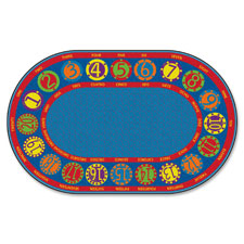 Number Circle Rug, Bilingual, 7'6x12', Multi