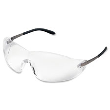 Safety Glasses, Wraparound, Clear/Chrome