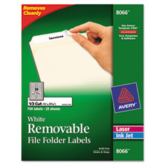 Removable Filing Labels, Printable, 2/3"x3-7/16", 750/PK, WE