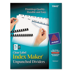 Index Maker, Laser, Unpunched, 5-Tab,25-Set/BX,11"x8-1/2",WE