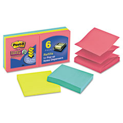 Pop-Up Note Refills,Super Sticky,3"x3",90 Shts/PD,6/PK,AST