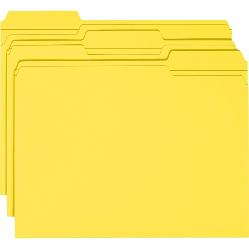 File Folder,1/3 AST 2-Ply Tab Cut,Letter,100/BX,Yellow