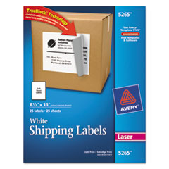 Laser Labels, Full Sheet, Permanent, 8-1/2"x11", 25/PK White