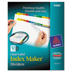 Index Maker, Laser/Inkjet, 12 Tab, 5-Set,8-1/2"x11",Multi