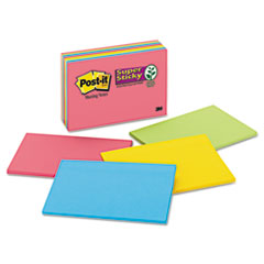 Super Sticky Meeting Notes,45 Sh/PD,6"x4",8 PD/PK,AST Bright
