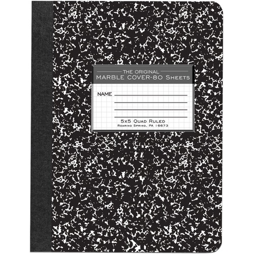 Composition Book,Quad Ruled,5"x5",80 Sh,9-3/4"x7-1/2",BK