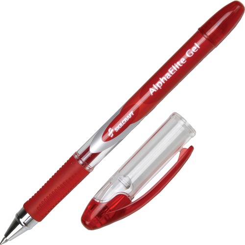 Gel Pen, .7mm, Medium Point, Clear Barrel/Red Ink