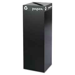 Recycling Receptacle, 42 Gal.,15-1/4"x15-1/4"x44", Black