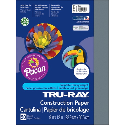 Construction Paper, 76lb., 9"x12", 50/PK, Slate
