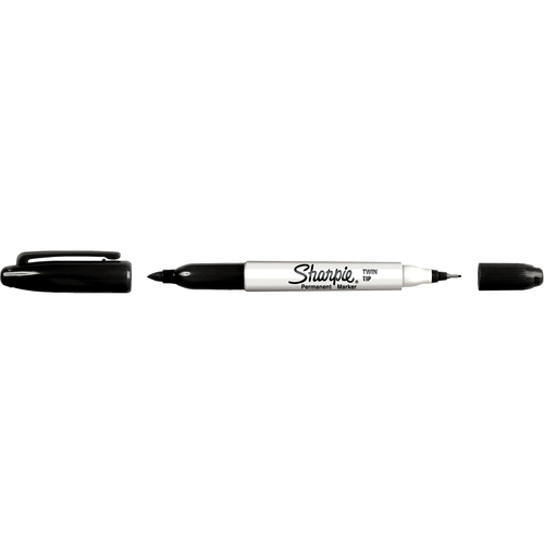 Twin Tip Permanent Marker, Fine/Ultra Fine Point, Black Ink