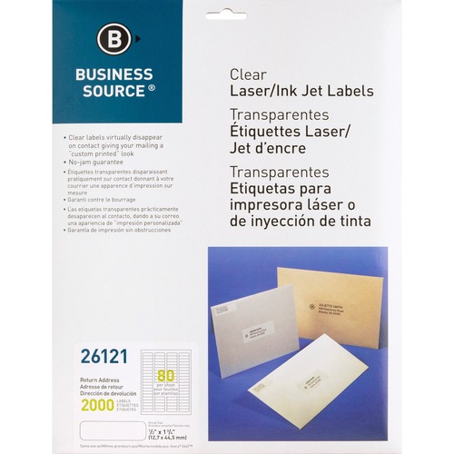 Laser Labels, Return Address, 1/2"x1-3/4", 2000/PK, Clear