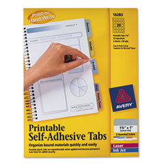Printable Tabs, Self-adhesive, 80/PK, 1-3/4", Assorted